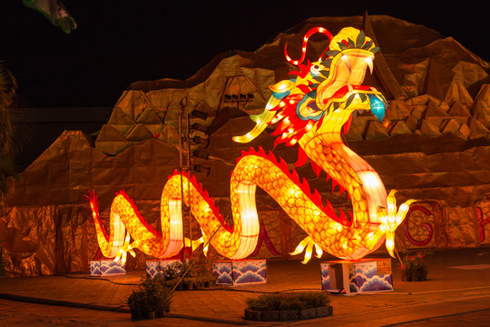 The colorful of dragon lantern.