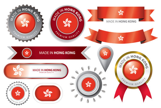 Made in Hong Kong Seal, HongKong Flag (Vector Art)