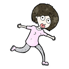 cartoon woman running away