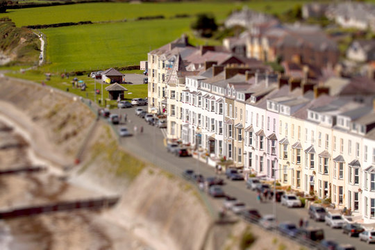 Criccieth Wales town resort.
Tilt and shift view of Criccieth in North Wales. United Kingdom.