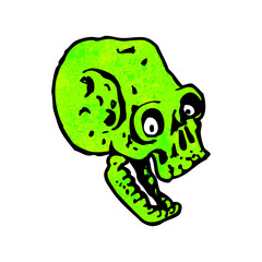 cartoon spooky green skull