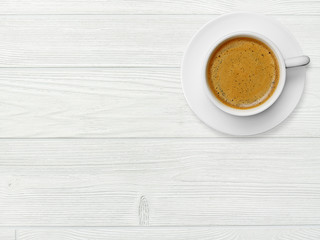 Coffee cup on wood