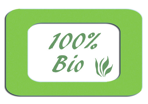 100%bio,pancarte graphique ,logo