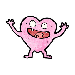 funny pink heart cartoon character