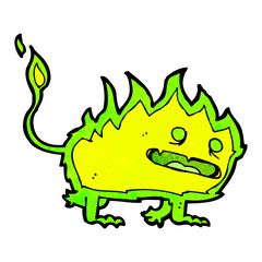 cartoon green fire monster