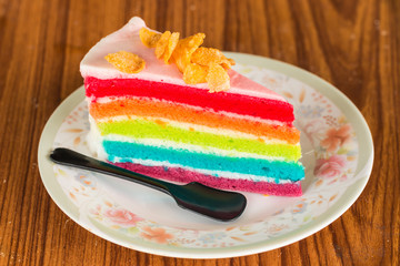 colorful cake with cornflakes on top