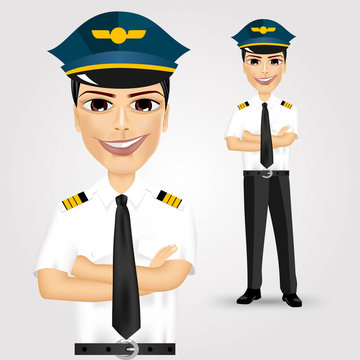 friendly pilot with crossed arms 