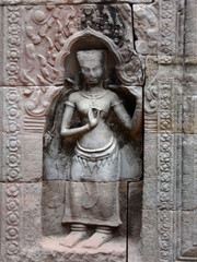 Danseuse (apsara), déesse sur un mur des temples d'Angkor