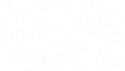 Vector seamless background of rackets for table tennis and balls on a white background. Pattern set for playing table tennis.