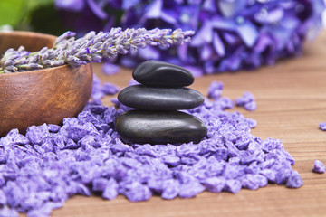 Fototapeta na wymiar Spa composition with lavender and stones