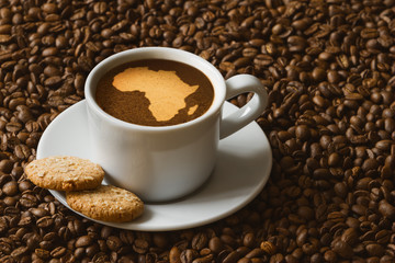 Still life - coffee with map of Africa