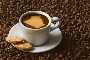 Still life - coffee with map of Algeria