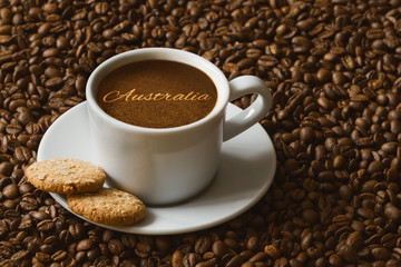 Still life - coffee with text Australia