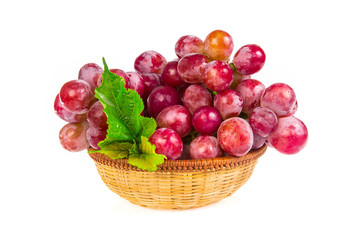 red grapes isolated on white background