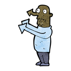 cartoon pointing arrow man,