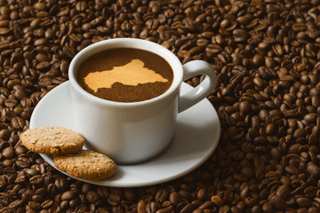 Still life - coffee with map of Central African Republic