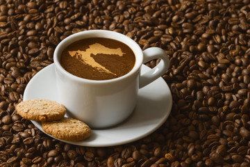 Still life - coffee with map of Croatia