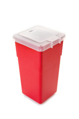 Sharps collector container isolated on white