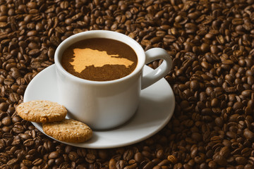 Still life - coffee with map of Dominican Republic
