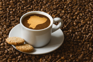 Still life - coffee with map of Ecuador