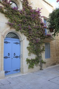 Casa con begonville en Malta