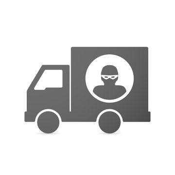 Isolated Delivery Truck Icon With A Thief