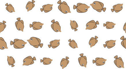 Vector seamless background of aquarium fishes on a white background. The pattern of ocean fish.