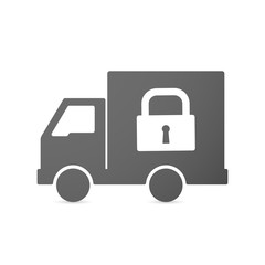 Isolated delivery truck icon with a lock pad