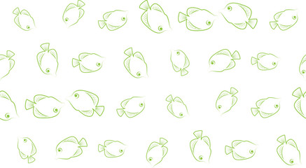 Vector seamless background of aquarium fishes on a white background. The pattern of ocean fish.