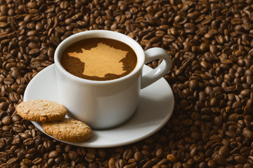 Still life - coffee with map of France