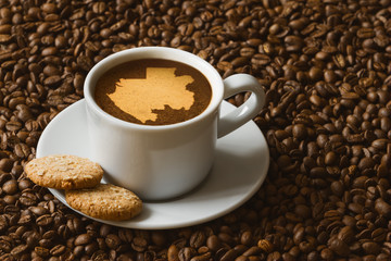 Still life - coffee with map of Gabon