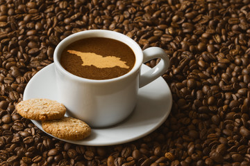 Still life - coffee with map of Georgia