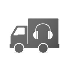 Isolated delivery truck icon with a earphones