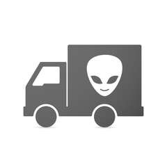 Isolated delivery truck icon with an alien face