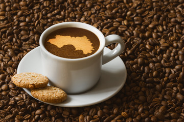 Still life - coffee with map of Guinea