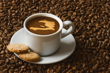 Still life - coffee with map of Haiti