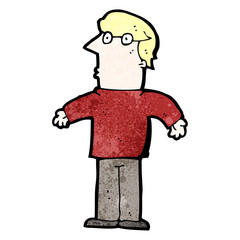 cartoon blond man shrugging shoulders