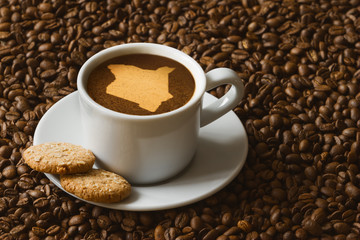 Still life - coffee with map of Kenya