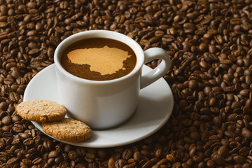 Still life - coffee with map of Lithuania