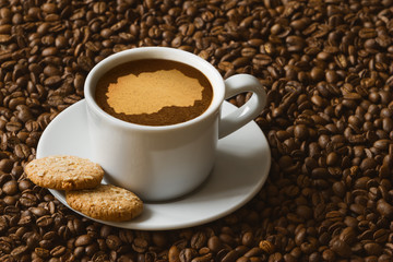 Still life - coffee with map of Macedonia