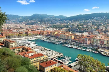 Vlies Fototapete Nice Blick auf den Hafen von Nizza und das Hinterland