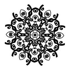 Ornament black white card with mandala.