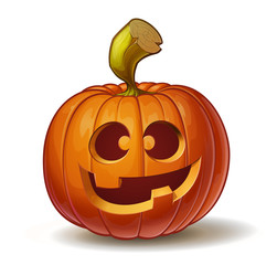 Cartoon vector illustration of a Jack-O-Lantern pumpkin curved in a funny expression, isolated on white. Neatly organized and easy to edit EPS-10