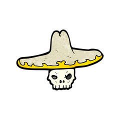 cartoon skull wearing mexican hat