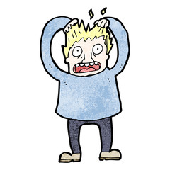 cartoon stressed man tearing own hair out