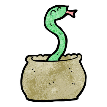 snake in basket cartoon