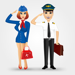 beautiful stewardess and handsome pilot