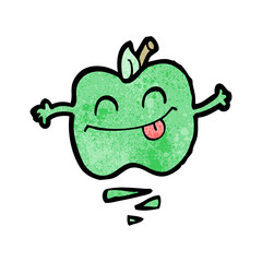 cartoon happy jumping apple
