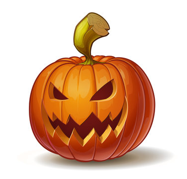 Cartoon vector illustration of a Jack-O-Lantern pumpkin curved in a scary expression, isolated on white. Neatly organized and easy to edit EPS-10