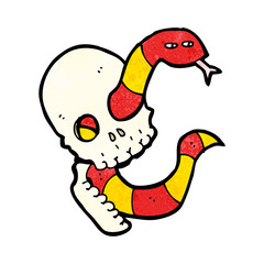 cartoon spooky skull with snake